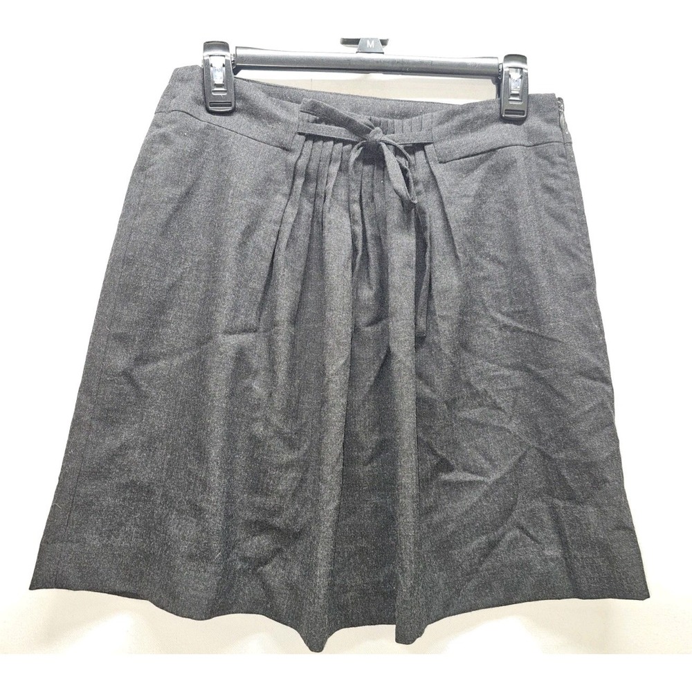 Gap Women's Size 4 Charcoal Gray Stretch A-Line Skirt Tie Waist Front Pleated
